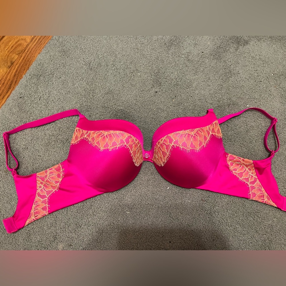 New Victorias Secret vintage So Obsessed Push Up Bra 32D pink with lace